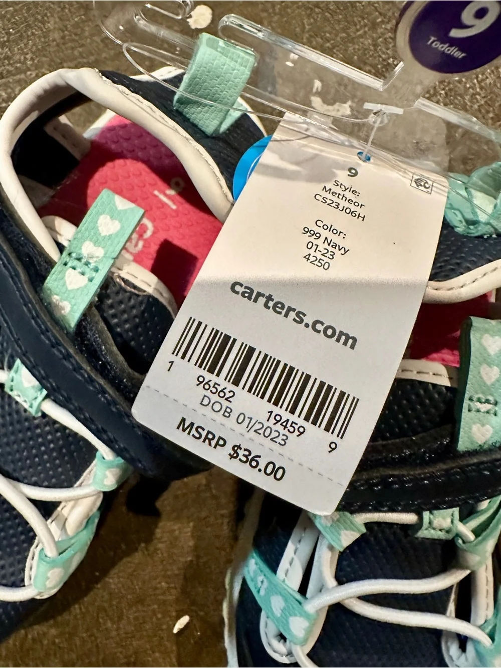 Carter's Navy Sneakers with Mint Accents for Kids
